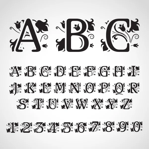 Ensemble de lettres initiales de style vintage . — Image vectorielle