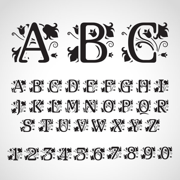 Set of vintage style initial letters.