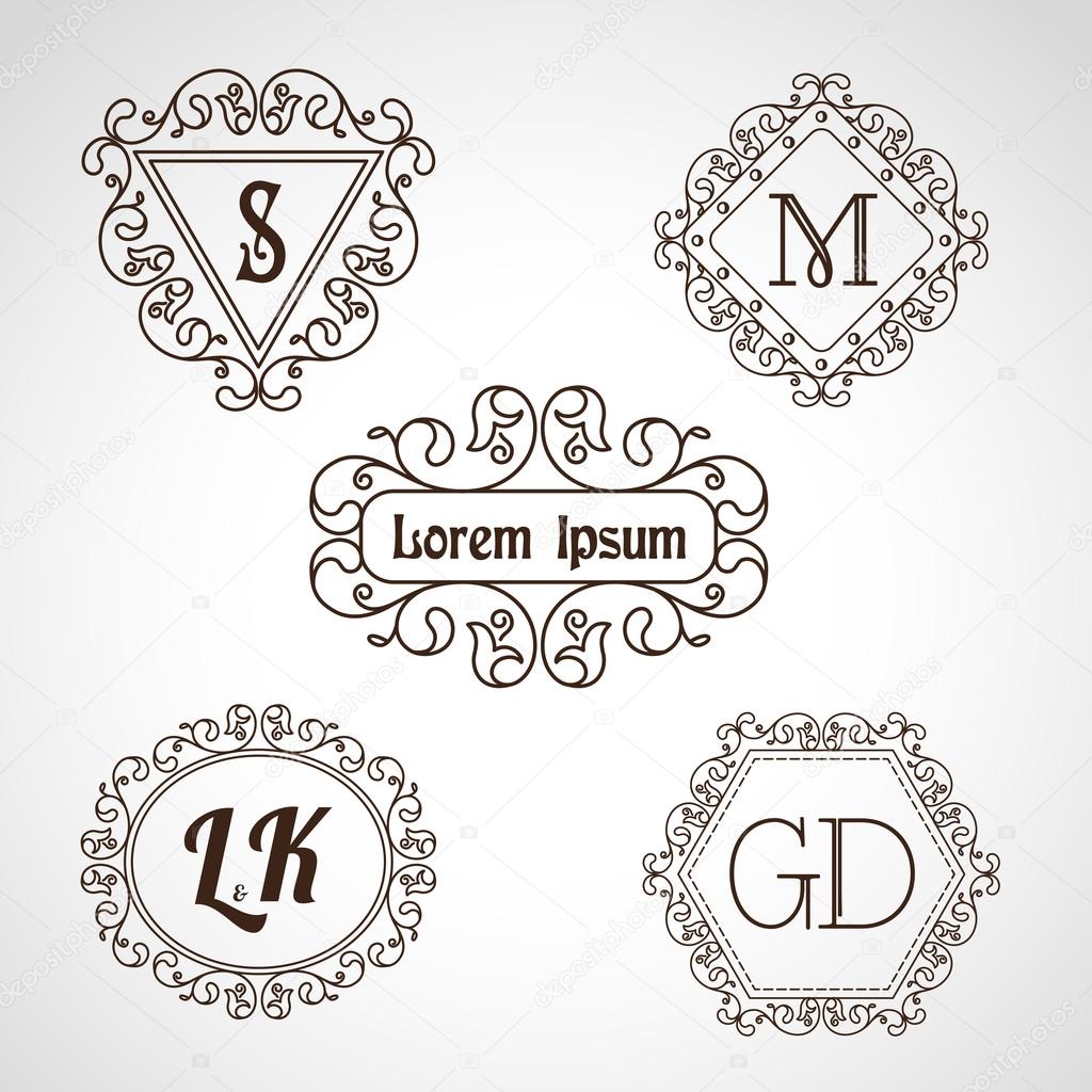 Simple and elegant  line art floral monograms and vignettes.