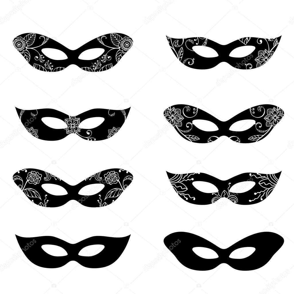 Masquerade mask silhouettes — Stock Vector © werta.w 95381838