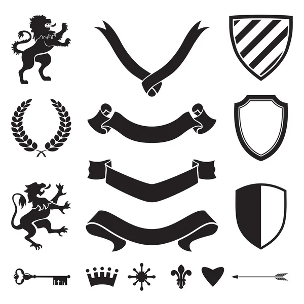 Heraldic silhouettes for signs and symbols — Stock Vector