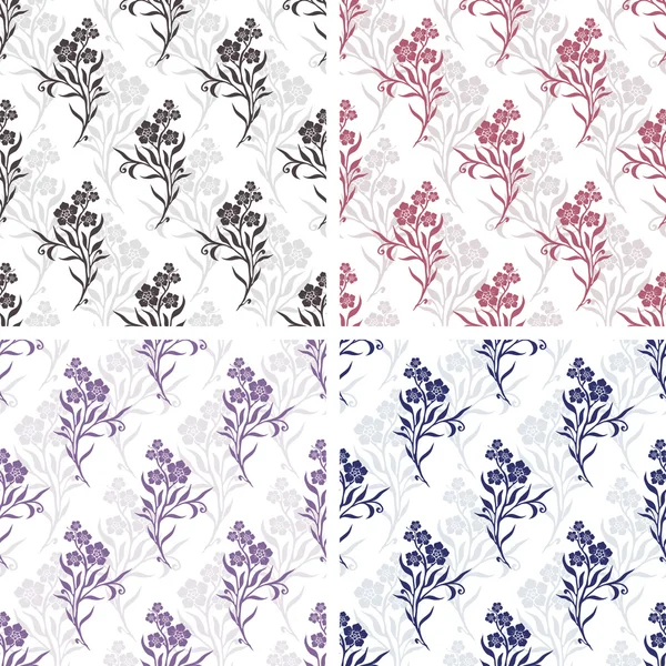 Vector seamless tiling patterns - romantic flowers — Stock Vector