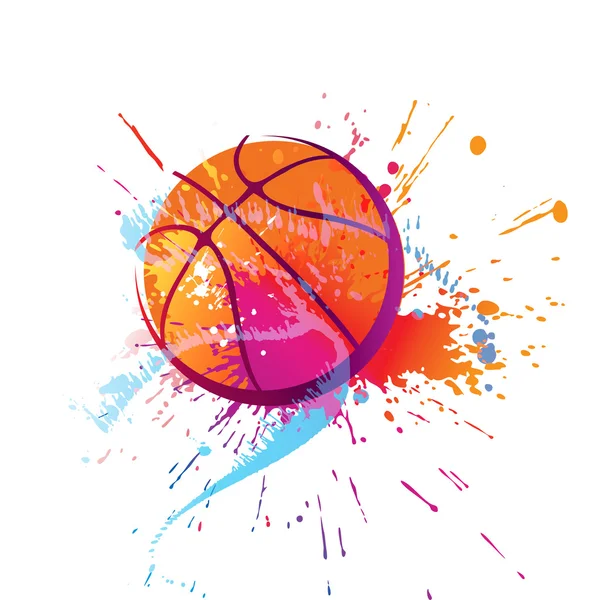 Noktalar ve spreyler beyaz bir arka plan üzerinde renkli sepet topu