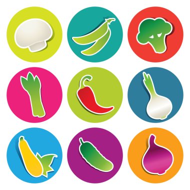 Çevrelerinde sebze simgeler kümesi