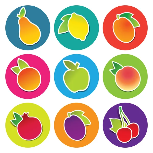 Reihe von Frucht-Symbolen in den Kreisen — Stockvektor
