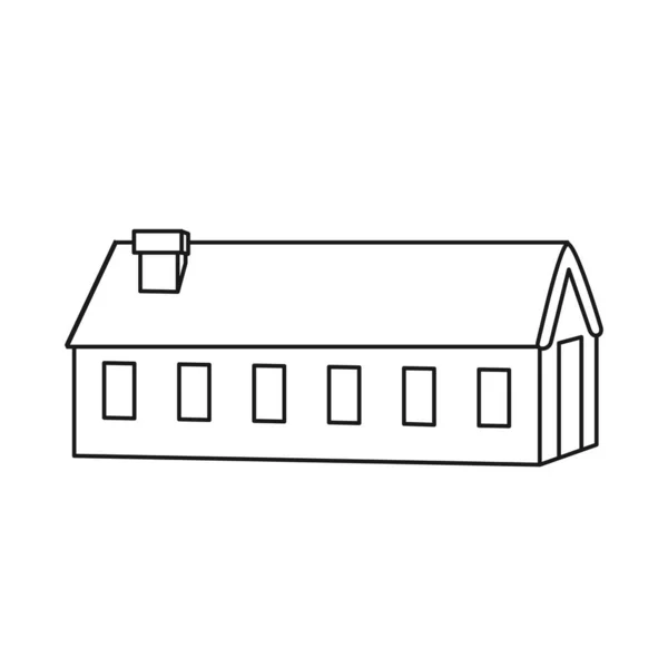 Черно-белый дом в деревне — стоковый вектор