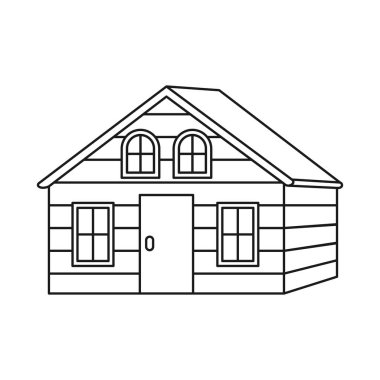 Çizgi, siyah ve beyaz ahşap kulübe.