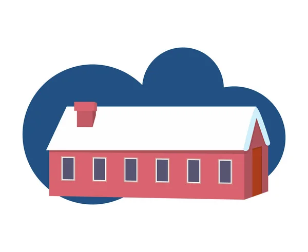 Colorato cartone animato casa di villaggio invernale — Vettoriale Stock