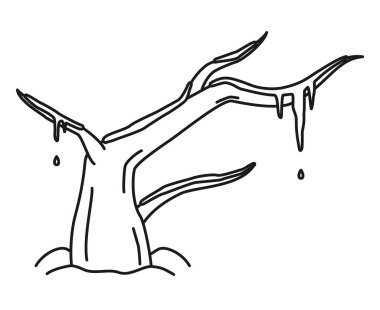 Çizgi sanatı siyah ve beyaz bahar ağacı