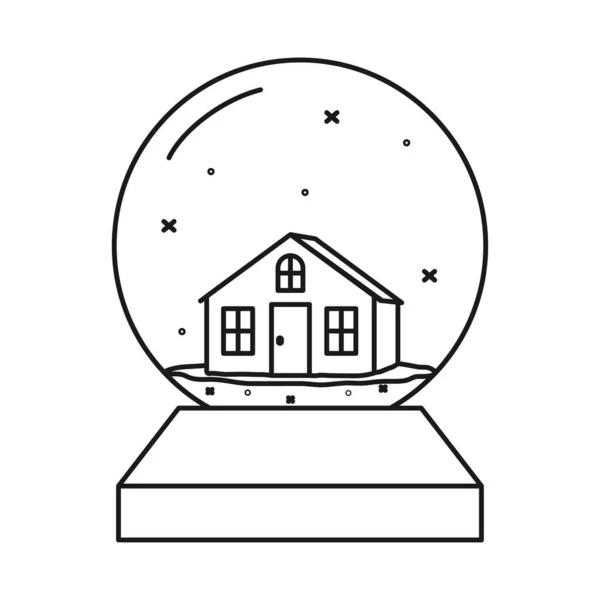Лінія мистецтва чорно-білий різдвяний скляний м'яч — стоковий вектор