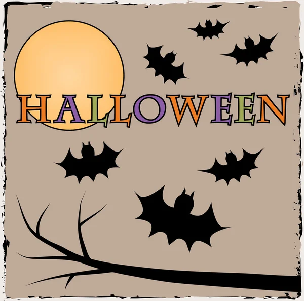 Halloween denevér a Hold — Stock Vector