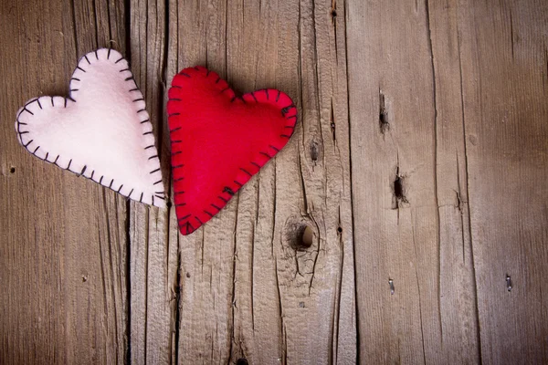 Homemade felt hearts — Stock Photo, Image