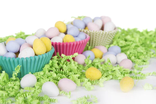 Easter Candy in colorful cupcake wrappers — Stock Photo, Image