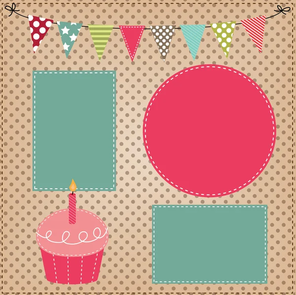 Gabarit Cupcake avec bunting ou drapeaux — Image vectorielle