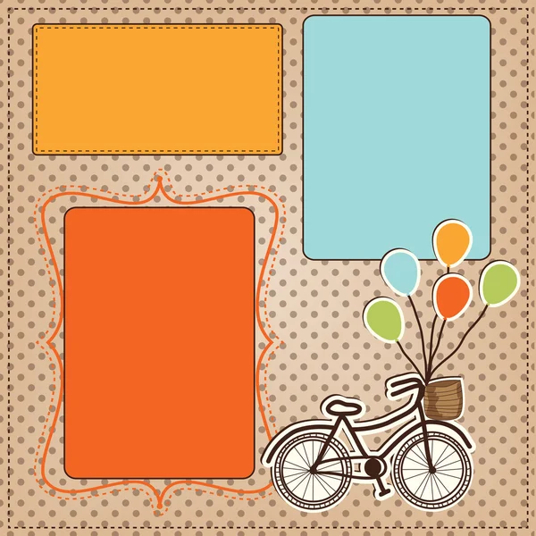 Bicicleta retro con globos — Vector de stock