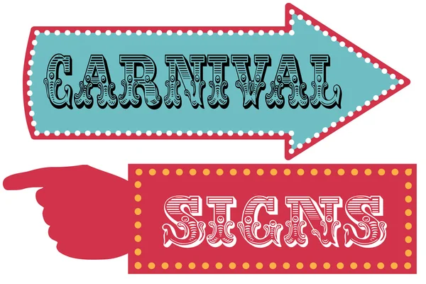 Carnaval signo plantilla dirección signos — Vector de stock