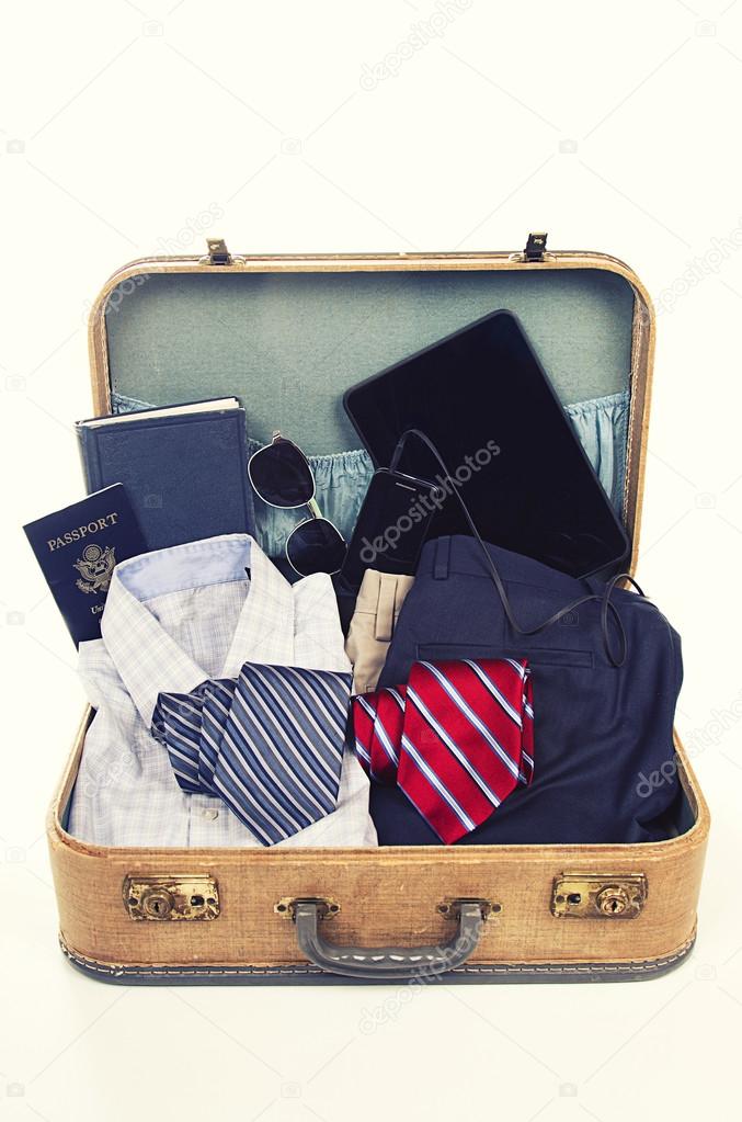 collection of business travel items