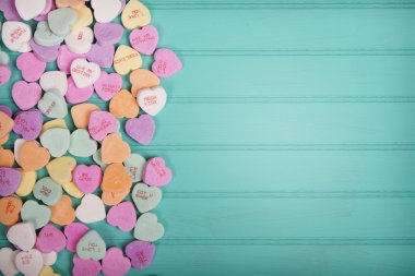Şeker konuşma heartson turkuaz mavi arka plan