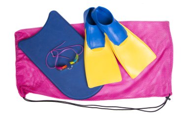 Swim team equiptment on a isolated white background clipart