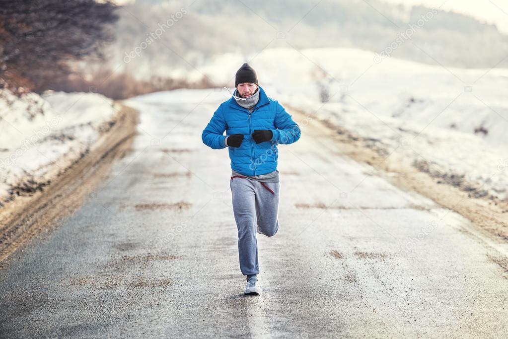 Running athlete man, working out and training for box match