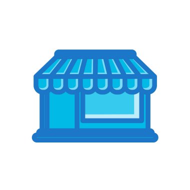 Beyaz arkaplanda izole edilmiş dükkan inşa simgesi vektör illüstrasyonu