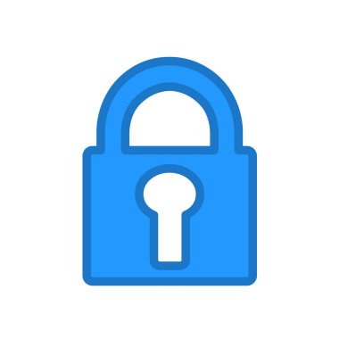 Kilit kilidi, beyaz arkaplanda izole edilmiş anahtar deliği ikon vektör resimlemesi olan güvenlik