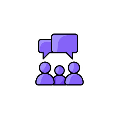 grup kişi, iş sohbet renkli simge vektör illüstrasyonu