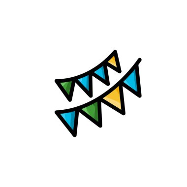 kutlama bayrağı renkli ikon vektör illüstrasyonu