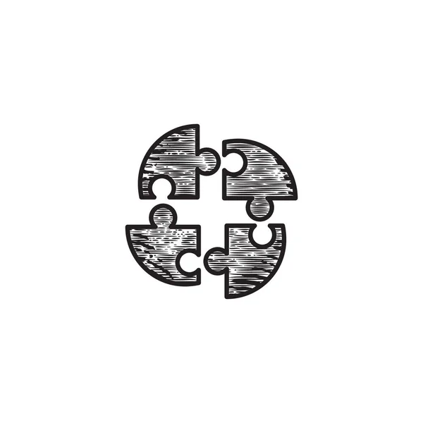 Gruppe Gemeinschaft Puzzle Hand Gezeichnet Symbol Vektor Illustration — Stockvektor