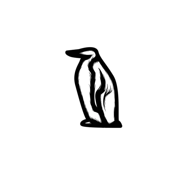 Πιγκουίνος Ζωγραφισμένα Στο Χέρι Εικονίδιο Διανυσματική Απεικόνιση — Διανυσματικό Αρχείο