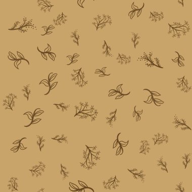 Koyu kahverengi arka planda yaprak demeti düğün unsuru deseni