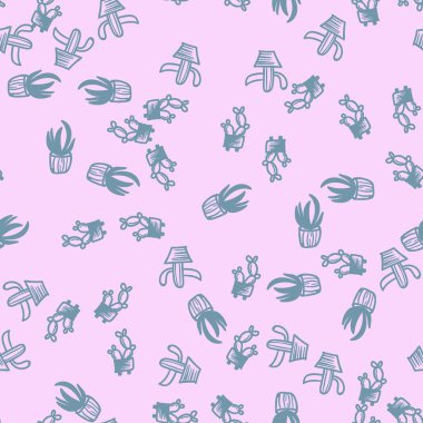 El çizimi kaktüs dikişsiz, pastel arka planda.