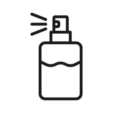 Parfüm spreyi beyaz simge vektör illüstrasyonunda izole edilmiş.