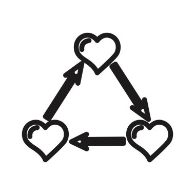 beyaz üzerinde izole edilmiş aşk üçgeni ikon vektör çizimi