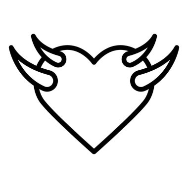 beyaz arkaplanda izole edilmiş şeytan kalbi ve kanat vektör çizimi