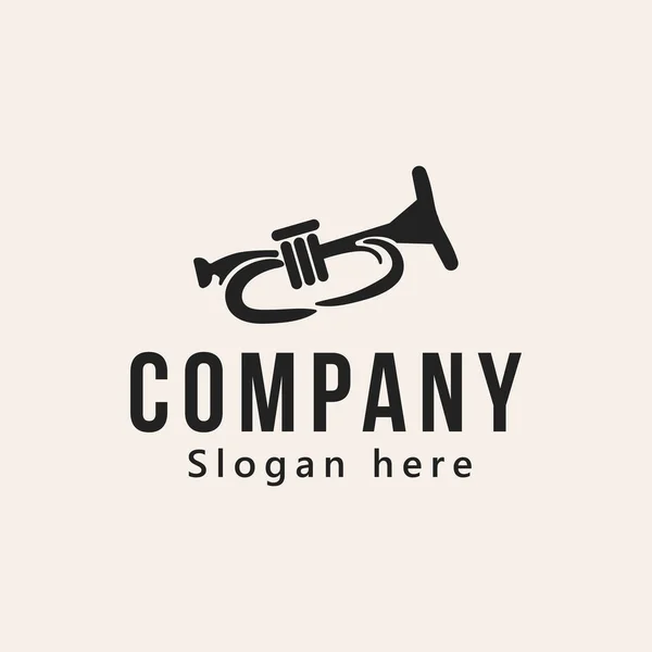 Trompet Müzikal Logo Tasarımı Vektör Illüstrasyonu — Stok Vektör