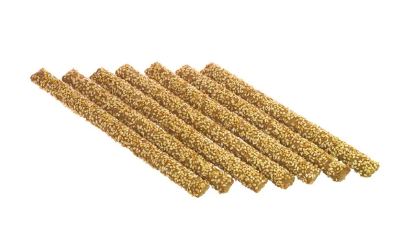 Seven Crunchy Bread Sticks With Sesame — Stock Photo, Image