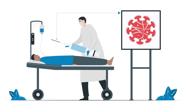 Dottore Sta Facendo Una Vaccinazione Covid Paziente Metodo Veloce Trattamento — Vettoriale Stock