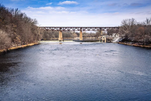 Ponte ferroviária no inverno Paris Ontário — Fotografia de Stock