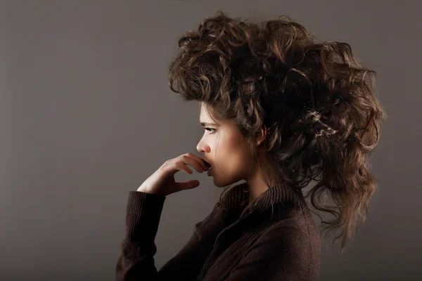 Upset. Profile of Young Thoughtful Woman — Stock Photo, Image