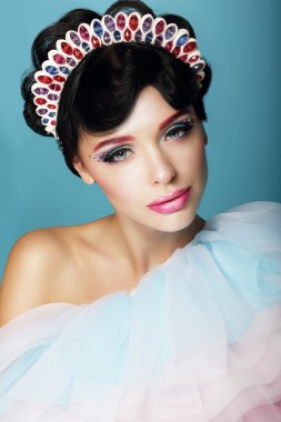 Artistic Woman with Fantastic Makeup and Diadem clipart
