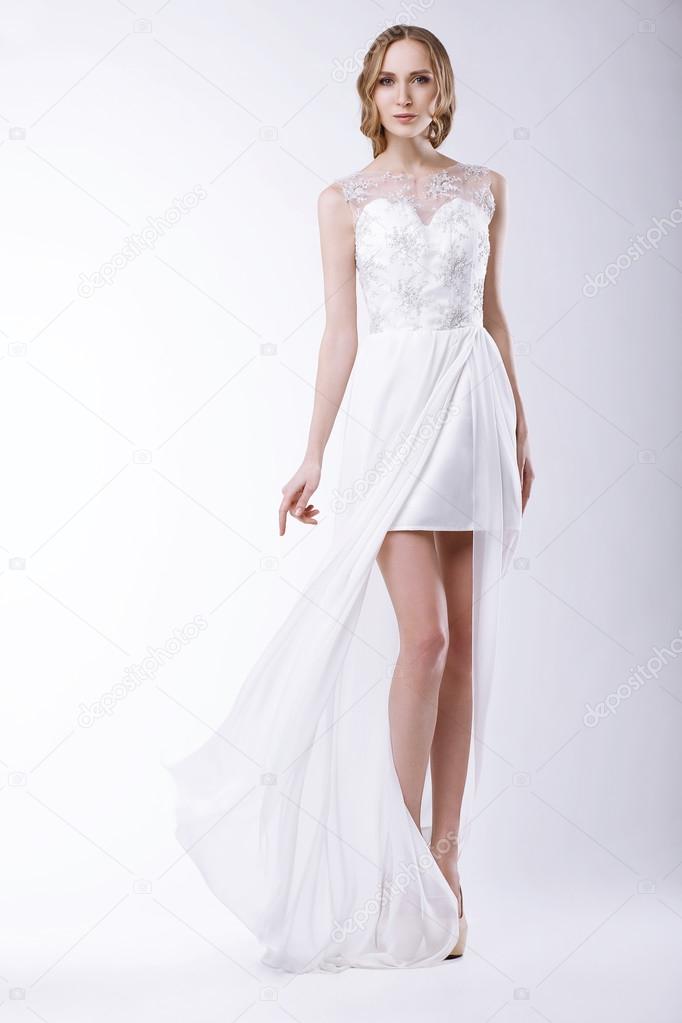 Romantic Bride in Festive Bridal Dress