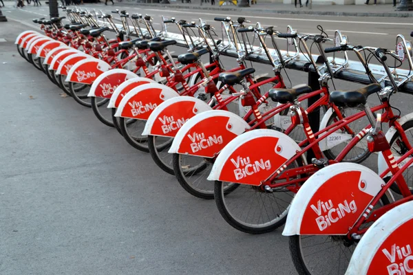 Some bicycles of the bicing service in Barcelona, Spain — Stock Photo, Image