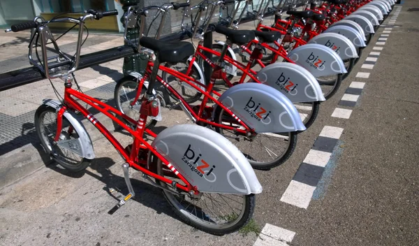 Some bicycles of the bizi service in Zaragoza, Spain — Stock Photo, Image