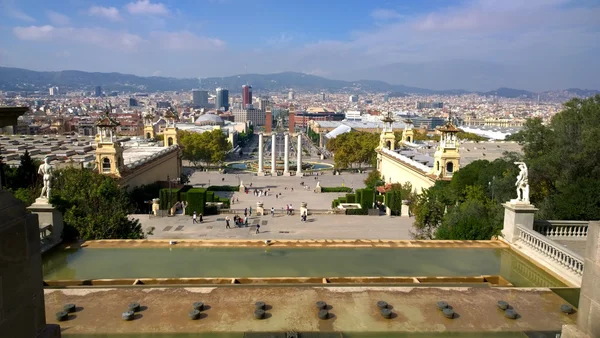 Θέα από Montjuic της Βαρκελώνης, Ισπανία — Φωτογραφία Αρχείου