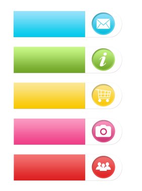 Web sayfası menü için renkli düğme kümesi