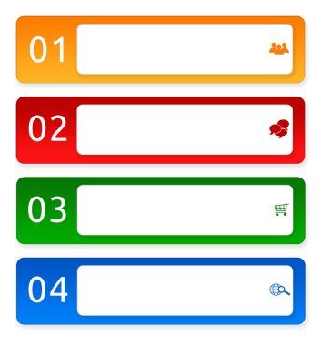 Web sayfası menü için renkli düğme kümesi