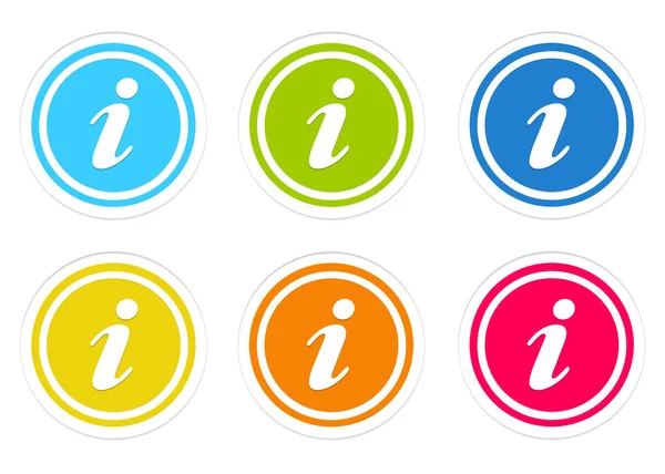 Uppsättning av rundade färgglada ikoner med information symbol — Stockfoto