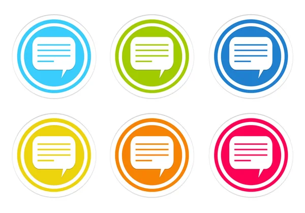 Uppsättning av rundade färgglada ikoner med konversation symbol — Stockfoto