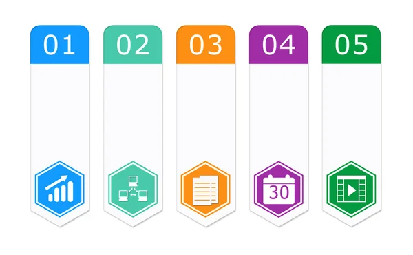 Set di bottoni colorati con icone esagonali — Foto Stock